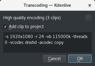 kdenlive ffmpeg options