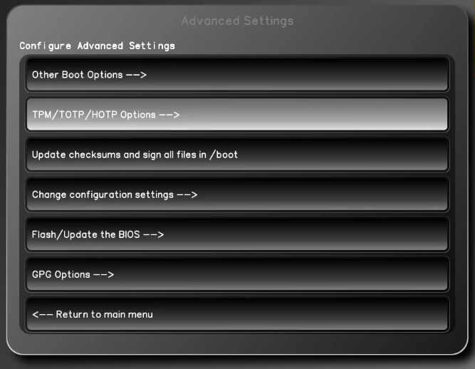 Heads Advanced Settings Menu