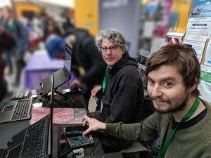 Purism's booth (and part of the team) at LibrePlanet 2019