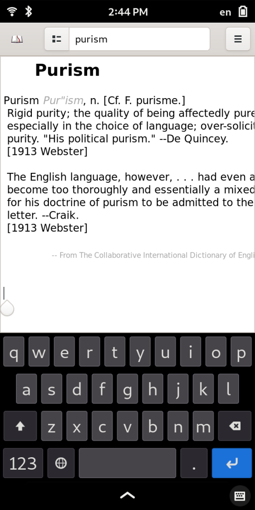 App Spotlight Dictionary Purism