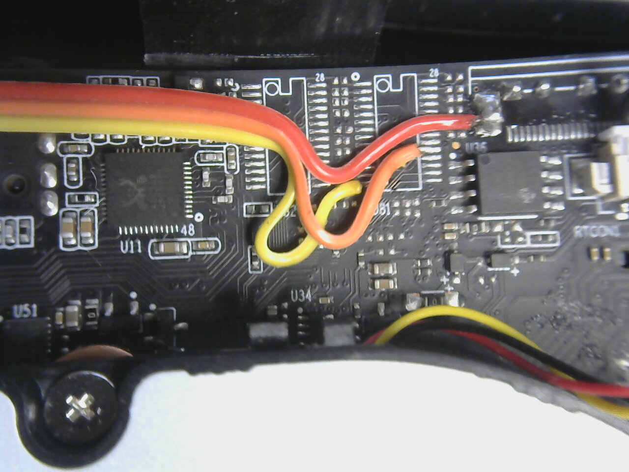 Librem Mini v2, wires soldered onto UART pads