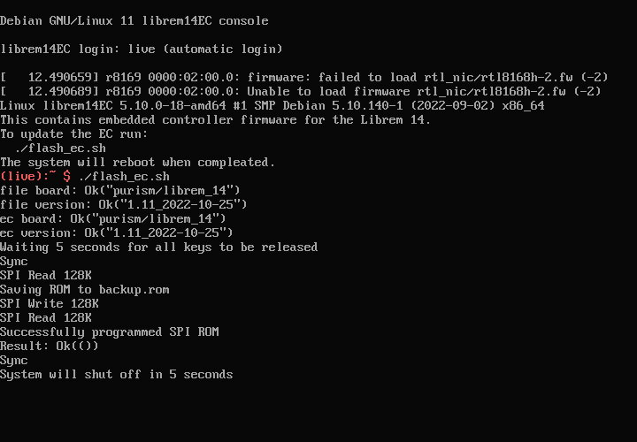 Librem 14 EC update result