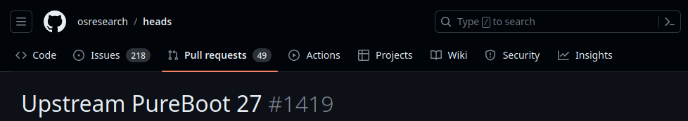 GitHub pull request #1419 in osresearch/heads, "Upstream PureBoot 27"